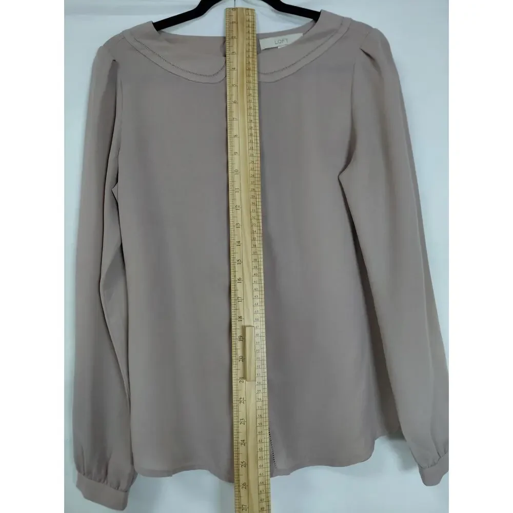 Loft Pink Collared Chiffon Lightweight Button Blouse Women Size S